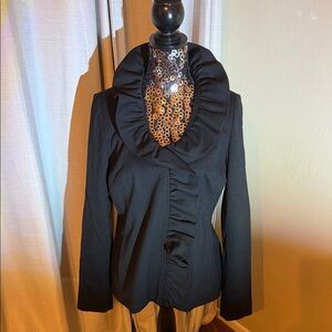 Elegant Black Ruffled Women's Jacket
